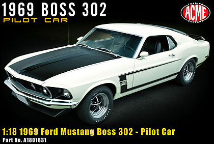 1969 Ford Mustang Boss 302 Pilot Car • White/Black • #A1801831 • www.corvette-plus.ch
