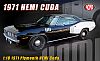 1971 Plymouth HEMI Cuda •  Black with White HEMI Billboards • #A1806122 • www.corvette-plus.ch