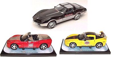 Corvette Pace Car set: 1 Indy Pace Car 1978 (free), 1 Daytona Pace Car 2005, 1 Indy Pace Car 2005, Item No.24PC-Set