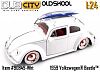 1959 VW Beetle with moon disc & Sufboard on roof, Item #JT90849WHT