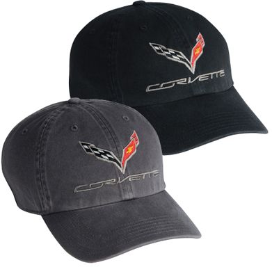C7 Corvette Crossed Flags Emblem Cap • Black or Charcoal • #C724C7