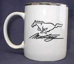 MUSTANG coffee cup with Mustang logo and script on both sides. Item No.29461