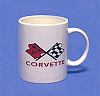 Corvette Mug • Crossed Flags Emblem • White • #Mug32316