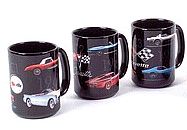 Ceramic Corvette Coffee mug reflecting either C1, C2 or C3 generation cars