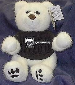 White VIPER teddy bear wearing black t-shirt with embroidered new Viper logo. Item No.28969