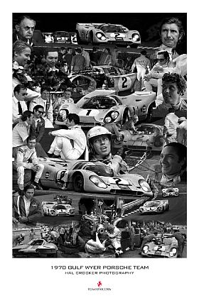 1970 Gulf Wyer Porsche Team Poster • Photos by Hal Crocker • #70917