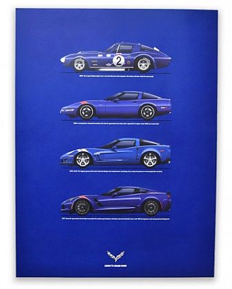Blue Grand Sport Corvettes Poster • #P2019GSBU • www.corvette-plus.ch