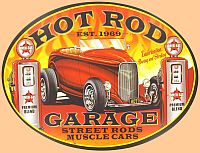 Hot Rod Garage Oval Tin Sign • #HR389601TS