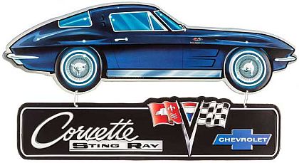 Corvette Sting Ray Coupe Die Cut Tin Sign • Embossed Tin Sign • #VE1117605TS
