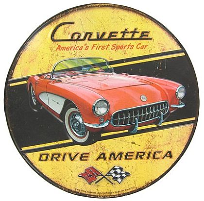 Corvette America's First Sports Car Drive America • Embossed Tin Sign • #VE245779TS