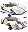 Ford GT40 in Wimbledon White with Blue stripes & Ford GT in centennial White with Blue stripes • 2-Car set • #SetGT40GTw