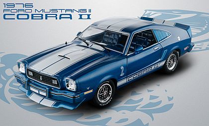 1976 Ford Mustang II Cobra II • Blue with White stripes • #GL12894