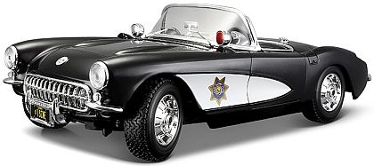 C1 1957 Corvette Convertible Police • Black-White • #MAI31380