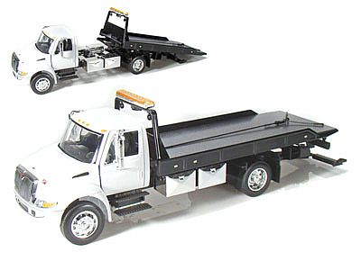 International Durastar 4400 • White Flat Bed Tow Truck • #JT92351BK