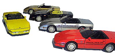 1986 Corvette Convertible INDY 500 Pace Car, Item #18801silver, 18802red, 18804black, 18805gold