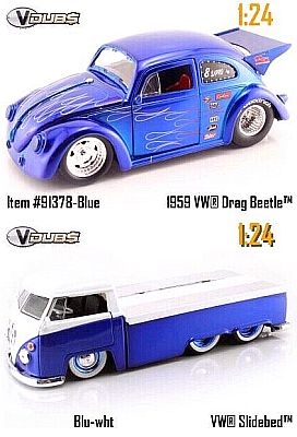 1959 VW Drag Beetle inclusive VW Transporter with sliding bed, Item #JT91378blu