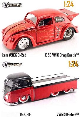 1959 VW Drag Beetle inclusive VW Transporter with sliding bed, Item #JT91378red