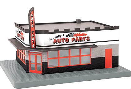 Squeeky's AUTOPARTS • Ready-Built Diorama with lights • #MTH30-90448