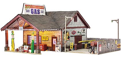 Ethyl's Gas & Service Station • Ready-Built Diorama with ligts • #WS-BR5849