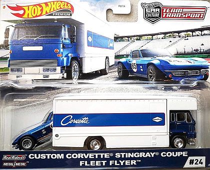 Custom C2 Corvette Sting Ray Coupe #65 & Fleet Flyer Box Truck • #HW-GJT41#24 • www.corvette-plus.ch