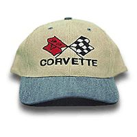 C3 Corvette Blue & Khaki Low Profile Brushed Twill Hat • #019c3