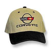 C4 Corvette Black & Khaki Low Profile Brushed Twill Hat • #043c4