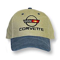 C4 Corvette Blue & Khaki Low Profile Brushed Twill Hat • #044c4