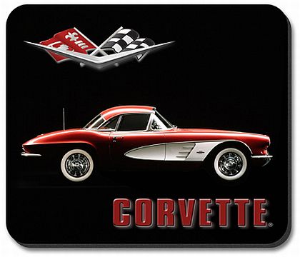 1961 Corvette Computer Mouse Pad • C1 Crossed Falgs Emblem • #MP61