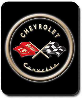 Corvette Computer Mouse Pad • C1 Emblem on Black • #MPC1bk