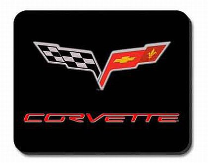 Corvette Computer Mouse Pad • C6 Emblem on Black • #MPC6bk