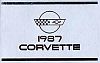 1987 Corvette Owner's Manual • ENGLISH text • #1987OM