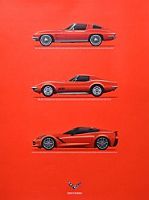 Red Stingray Corvettes Poster • #P2019C237RE • www.corvette-plus.ch