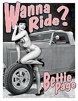 Tin Sign Bettie Page • Wanna Ride ? • DE#HR1791TS