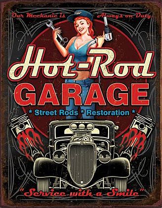 Tin Sign Hot-Rod GARAGE • * Street Rods * Restoration * • DE#HR1895TS