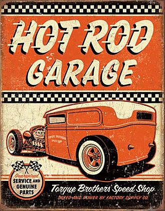 HOT ROD GARAGE Torque Brothers Speed Shop • Wheathered Tin Sign • #HR2106TS