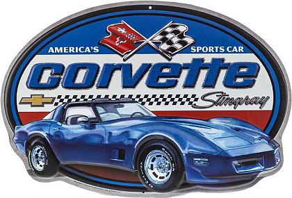 Corvette Stingray Die Cut Tin Sign • Embossed Tin Sign • #VE1117571TS