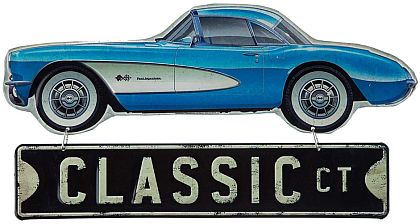 Corvette Classic Ct Hanging Die Cut Tin Sign • Embossed Tin Sign • #VE913962TS