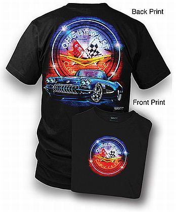 Classic Corvette Neon T-shirt • Front and Back Design • #T1001